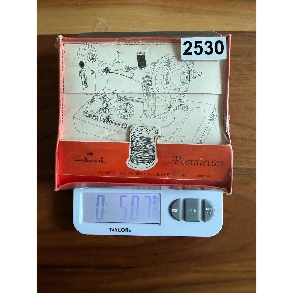 VTG Hallmark Postalettes Stationery Set Sealed Sewing Machine Line Art